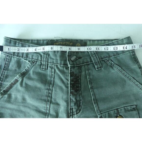 Mid Rise Pants Women's 29 Army Green Y2K Loose Straight Heavy Cotton - Picture 3 of 8